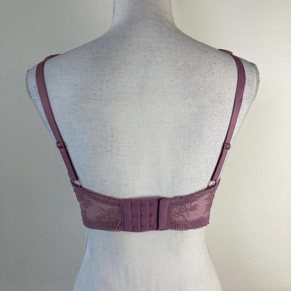 34DDD VICTORIA SECRET DREAM ANGELS High Neck Lined Demi Lace Bra Lt Purple Lace - Picture 4 of 9